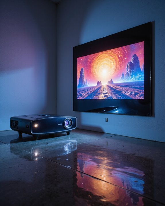 projector on mirror display